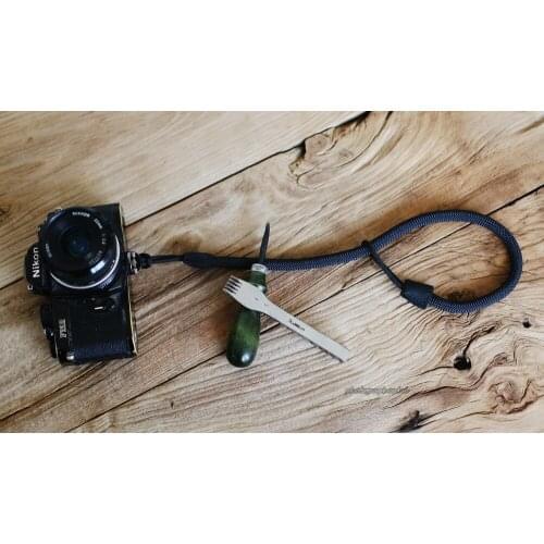 All black Climbing rope 9.5mm handmade Camera wrist band strap & Windmup