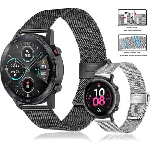Stainless Steel Strap For Huawei Watch GT 2 46MM/42MM GT2 Pro Smart Watch Band Double Buckle Bracelet For TicWatch Pro Wristband