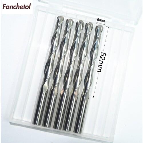 6mm*52mm-5pcs CNC solid carbide End Mill,tungsten 2 flutes ball nose router bit,wood tool,Relief Milling Cutter,mdf,plywood