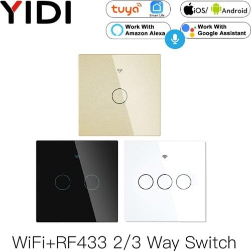 EU WiFi RF433 Smart Touch Switch 2/3 Way Smart Life/Tuya App Wireless Remote Control Alexa Google Home Voice Control 1/2/3 Gang