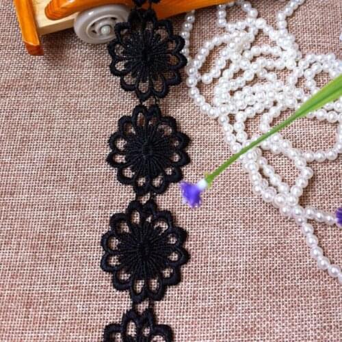 15yards/lot 4cm High quality black polyester Flower Ribbon Sewing Craft Lace Trim Embellishment