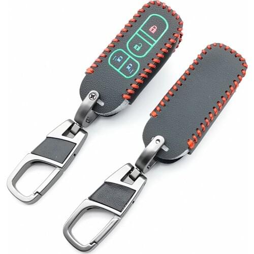 Motorcycle High Quality Luminous Leather 4 Buttons Key Bag For Honda n-a N-BOX wagon N Plus 2018 Chain Ring Holder Case Cover