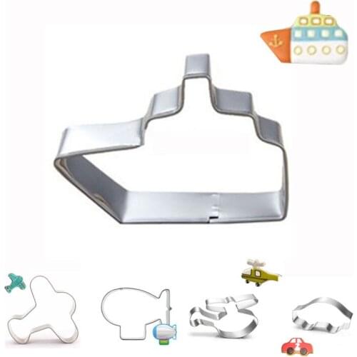 Yacht Aircraft Shape Fondant Cake Stencil Kitchen Accessories Cupcake Decoration Template Mold Cookie Coffee Stencil Mold Baking