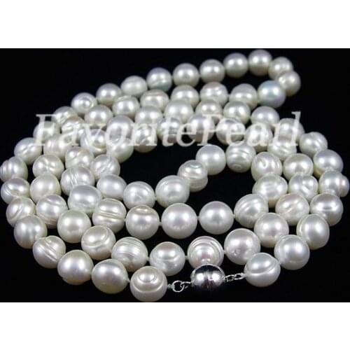 Favorite Pearl Necklace 10-11mm 37 inches AA White Natural Freshwater Pearl Long Necklace Wedding Birthday Perfect Women Gift