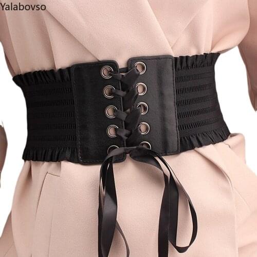2020 Black color Fashion Lace edge waist belt all match women belt PU patchwork wasit bet female for women bandage Z3