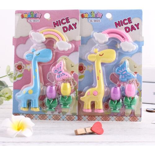 1 Pack Kawaii Animal Giraffe Rainbow Butterfly Flower Korean Eraser Rubber Pencil Erasers School Student Stationery Gifts