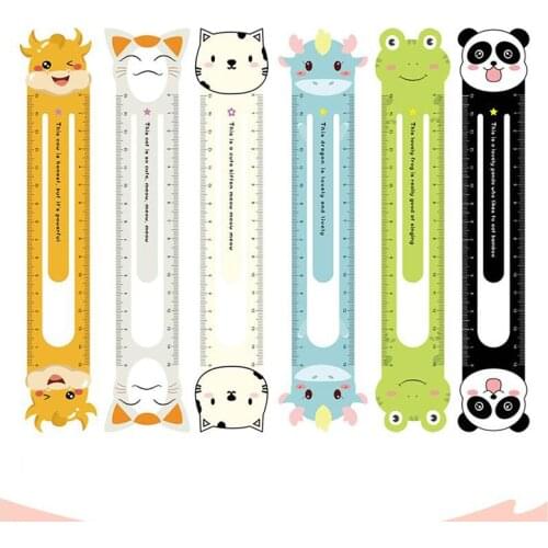 36 Pcs/lot Cartoon Animal Magnet Ruler Bookmark Cute 15cm Measuring Drawing Tool Promotional Stationery gift school supplies