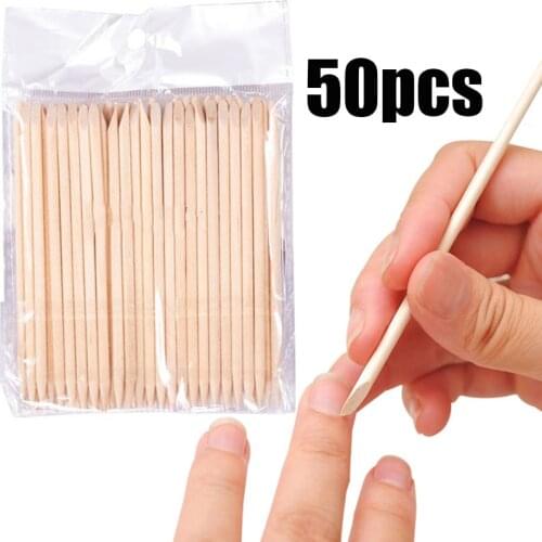 Disposable Nail Art Cuticle Pusher Set Double Ended Wood Sticks Remove Polish Dead Skin Nail Push Pedicure Manicure Tools 50PC