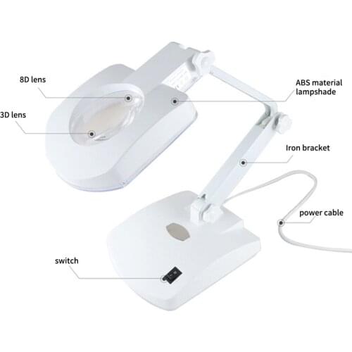 8611B desk lamp magnifying glass mobile phone repair tool folding iron bracket lamp beauty lighting LED magnifying glass
