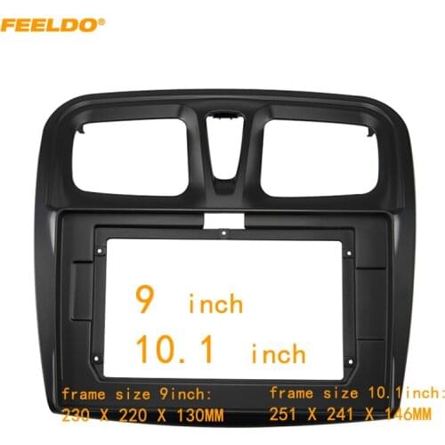 FEELDO Car 2Din Audio Face Plate Fascia Frame For Renault Sandero Logan 15-18 10.1" Big Screen CD/DVD Player Panel Dash Mount
