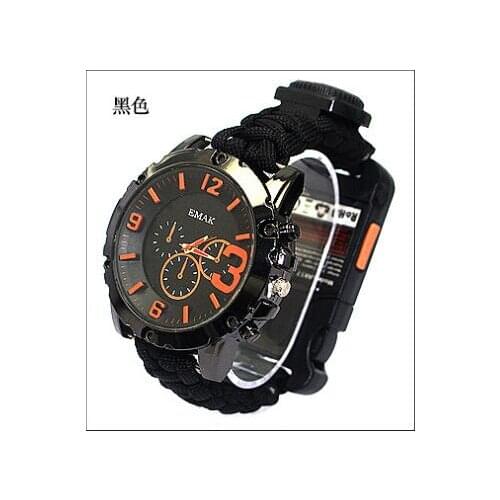 Outdoor umbrella cord woven watch mens travel portable multi-function compass emergency watch