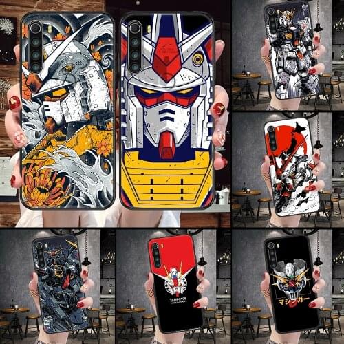 Anime Gundam Phone Case For Xiaomi Redmi Note 7 8 9 10 7A 8T 9A 9T 9S 10S Pro black tpu waterproof luxury cover 3D cell cover