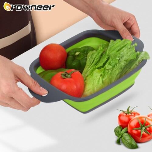 Colorful Fruit Basket Straine Vegetable Draining Basket Food-Grade PP TPR Folding Pasta Washing Saveroom Storage Handle Tool