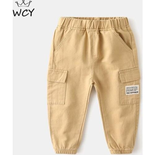 Kids Clothes Fashion Casual Solid Color Korean Loose Straight Trousers Khaki Handsome Sweatpants