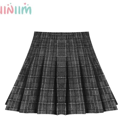 Kids Vintage Pleated Skirt for Girl Plaid Skirts School Clothes Spring Autumn Teenager Girl Skirt Children Casual Clothing 2-9Y