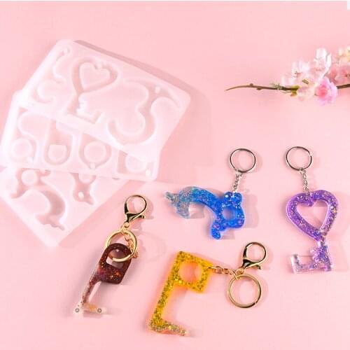 DIY Key Mold No- Contact Door Key Resin Mold Pendant Crystal Epoxy Mirror Mold Jewelry Making Accessaries