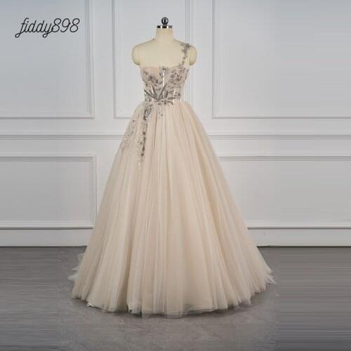Elegant Wedding Dress 2020 Boho Sweet Heart Beaded One Shoulder Bridal Latest Wedding Gowns vestido de noiva Bride Dresses