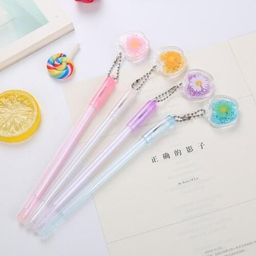 Pendant Daisy Gel Pen Student Stationery Kawaii Pens Creative Cartoon Cool Pens Black Writing Gel Pen Cute Stationary Supplies