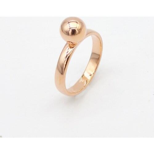 Classic original ms silver rose gold gold 8 mm round bead ring couple smooth round pearl ring in fashion accessories