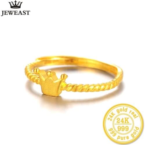 XXX BBB 24K Pure Gold Crown ShapeRing Female Gold 999Solid Ring Live Crown Gold Ring NEW wholesale unique hot selling lovely