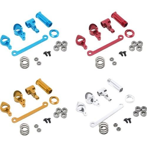 RC Metal Aluminum Alloy Steering Hub Carrier Steering Servo Saver Parts Kits Set For WLtoys 144001 124019 124018 1:14 RC Car