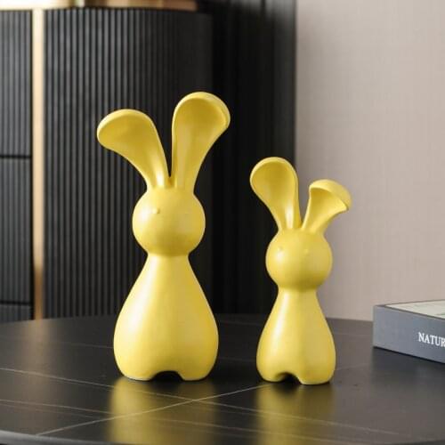 Nordic Cute Ceramic Rabbit Accessories Ornaments Coffee Table Club Figurines Crafts Home Livingroom Desktop Sculpture Decoration