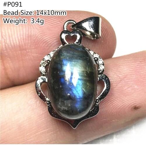 Top Natural Yellow Blue Light Labradorite Pendant Jewelry For Woman Lady Man Oval Beads Crystal Silver Moonstone Gemstone AAAAA