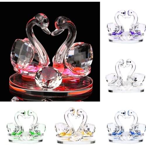 Cute Swan Crystal Figurines Glass Ornament Collection Diamond Swan Animal Paperweight Table Craft Home Decor Kids Gifts #p2
