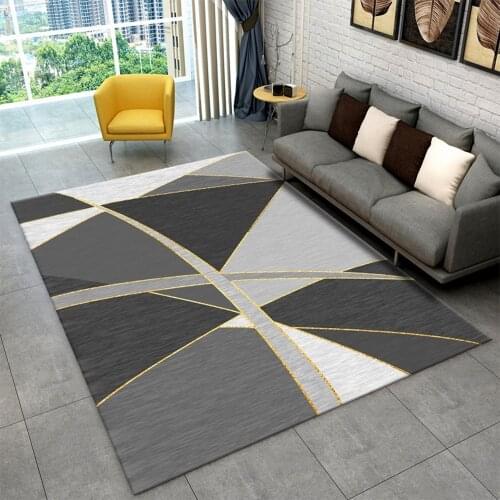 Nordic Minimalist Home Living Room Floor Mat Bedroom Bedside Rectangular Coffee Table Geometric Anti-slip Carpet Indoor Floor