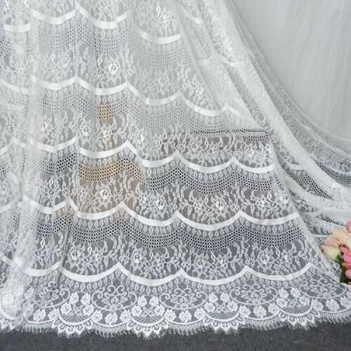 New Single side Eyelash Lace Fabric Wedding Dress Gown Material DIY Handmade Clothes Accessories Width 150cm 3M/piece