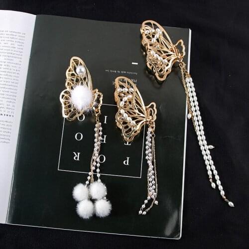 New Vintage Gold Butterfly Love Pendant Hair Claw Clip for Women Girl Geometric Hair Claw Clamps Hairpin Hair Accessories