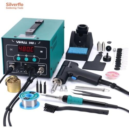 YIHUA 948-I Digital Display Soldering Station Suction 90W Temperature Adjustable Soldering Iron Tin Gun Desoldering Station