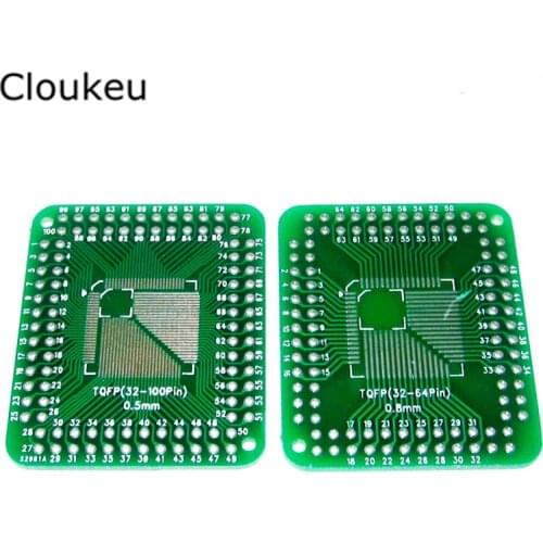 5Pcs Adapter plate FQFP TQFP 32 44 64 80 100 LQFP conversion DIP conversion board 0.5/0.8mm pitch