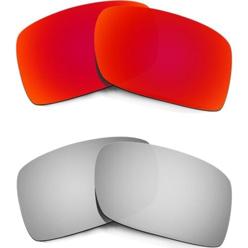 HKUCO For Gascan Sunglasses Polarized Replacement Lenses Red/Silver 2 Pairs