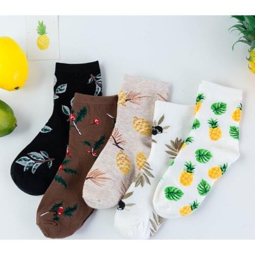 Hot Socks Explosive Style Socks Cotton In Tube Fruit Socks Pineapple Cherry Socks Harajuku Kawaii Socks Women Woman Socks