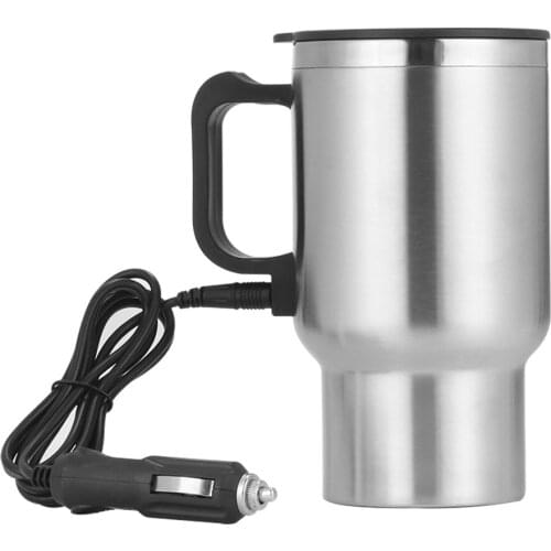 500ML 12V Portable Cup Kettle Travel Coffee Mug Electric Stainless Steel With Cigar Lighter Cable Car Water Keep Warmer Kettle
