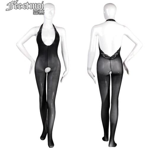 Sexy underwear silk stockings temptation net stockings perspective open crotch velvet one-piece stockings sex toys adult toy