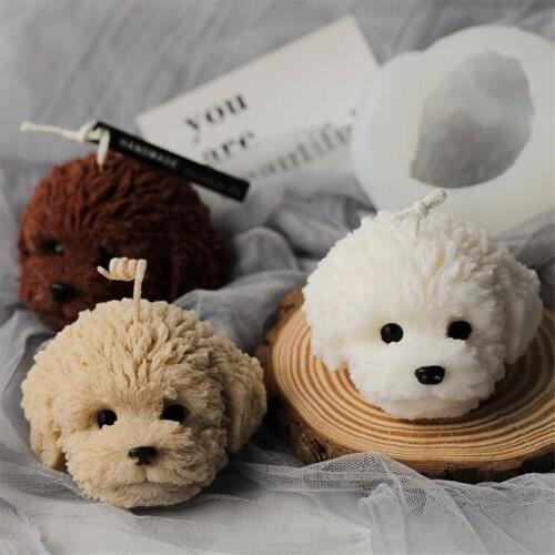 Teddy Dog Head Silicone Candle Mold DIY Aromatherapy Form Plaster Molds Handmade Candle Plaster Making Resin Crafts