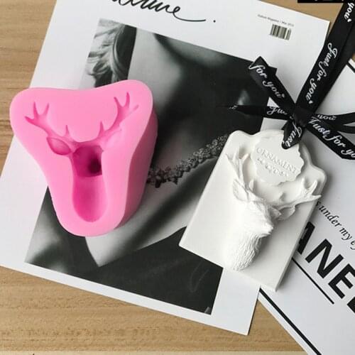 Elk Head Fondant Silicone Mold Scented Candle Chocolate Soap Mould Christmas Candy Cake Decorating Kitchen Baking Tool