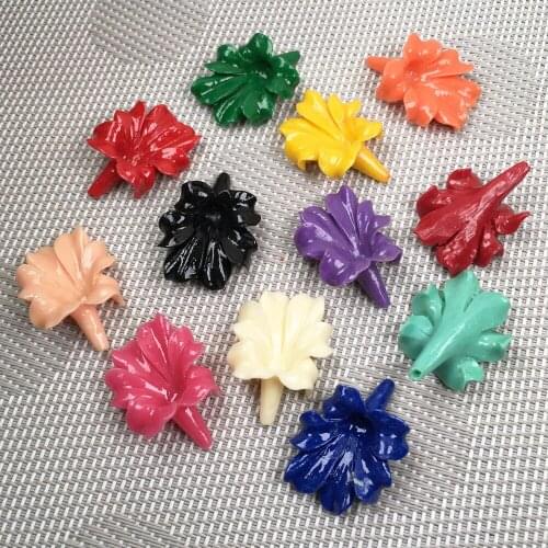 Synthetic Coral Engraving Flower Shape Charms Loose Spacer For DIY Jewelry Making Bracelet Necklace Accessories Wholesale