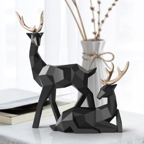 NORDIC FIGURINES DEER STATUE GEOMETRIC RESIN HOME DECOR STATUES DEER FIGURE SCULPTURE MODERN DECORATION ABSTRACT HOME DECORATION