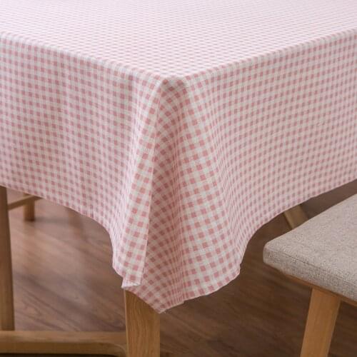Dot Plaid Cotton Linen Table Cloth Dinner Striped Tablecloth Rural Style Dustproof Table Cover Lace Tassel Home Kitchen Decor