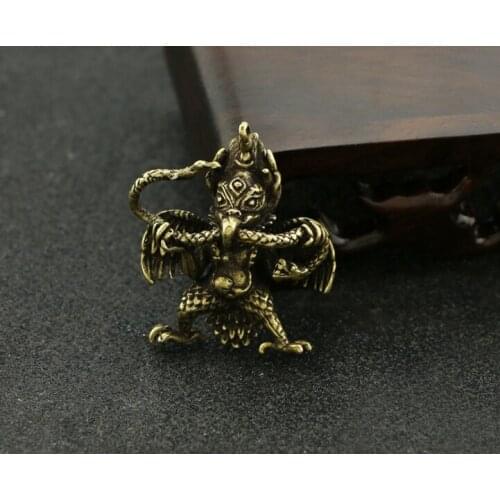 Craft guardian amulet ornament antique Handmade Brass Buddha statue garuda figure Miniature decoration accessories m069