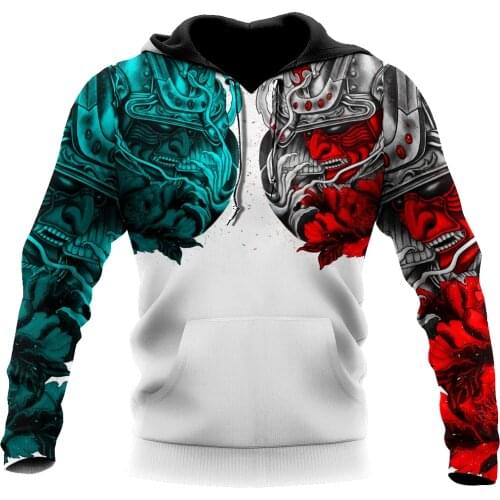 Japan Samurai Skull Tattoo Art 3D Print XS-7XL Hoodie Man Women Harajuku Outwear Zipper Pullover Sweatshirt Unisex-27