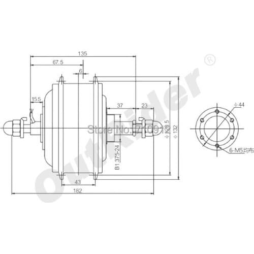 High Quality and non-freight 48V Rear Disc -Brake 7-speed Hall/ no hall Ebike Parts Hub Motor 340rpmOR01B5