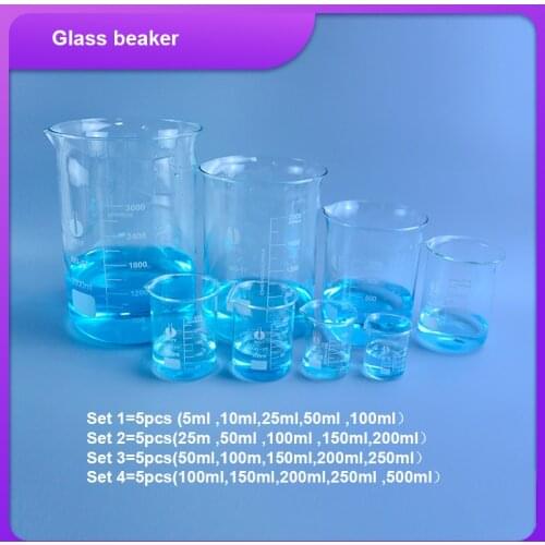 High-quality 1set Lab Borosilicate GLass beaker all sizes chemical experiment Laboratory Equipment All sizes