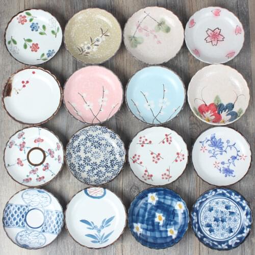 Japanese ceramic plate saucer hot pot sauce plate sushi sauce dish snack plate Korean cold food tray soy sauce dish sauce cup