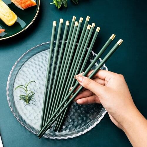 1 Pair Japanese Chopsticks Tableware Alloy Non-slip High Temperature Resistance Food Stick Household Family Kitchen Utensils