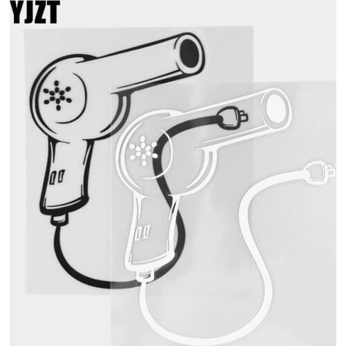 YJZT 12.3×14.5CM Hair Dryer Design Interesting Vinyl Decal Personalized Creative Car Stickers Black / Silver 20D-0321