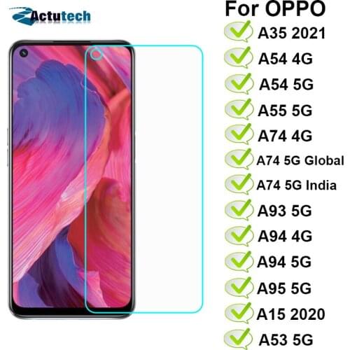 Tempered Glass For OPPO A74 Screen Protector 9H Protective Glass on OPPO A35 A54 A55 A74 A93 A94 A95 A15 A53 5G Pelicula